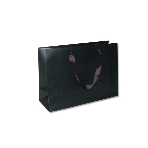 100 Bags - London Paper Shopping Bags - 12-1/2" x 4-1/2" x 9" Matte Black