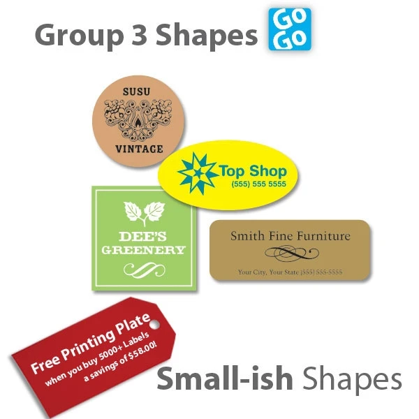 1000 Labels - Ink Printed Labels - Small/Medium Shapes