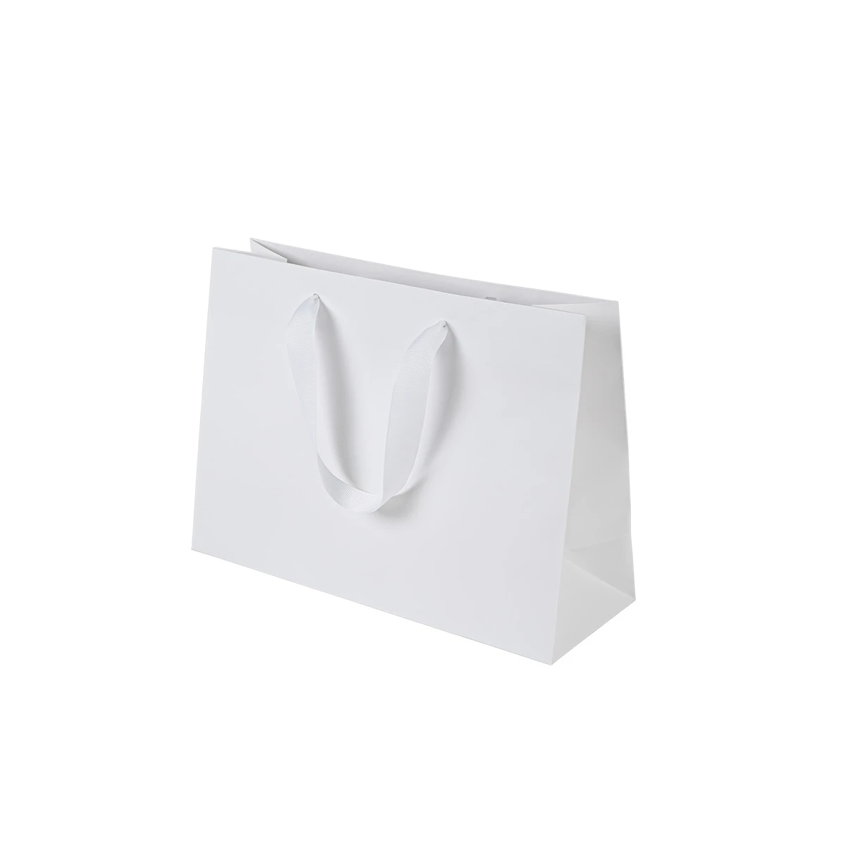 100 Bags - London Paper Shopping Bags - 12-1/2" x 4-1/2" x 9" Matte White