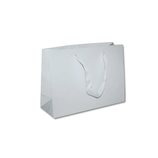 100 Bags - London Paper Shopping Bags - 12-1/2" x 4-1/2" x 9" Matte White