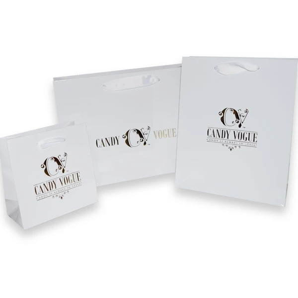 100 Bags - London Paper Shopping Bags - 12-1/2" x 4-1/2" x 9" Matte White