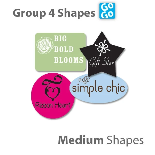 1000 Labels - Ink Printed Labels - Med. Shapes