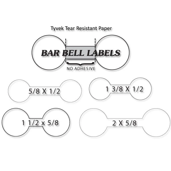 1000 Labels - Jewelry Tyvek Barbell Labels