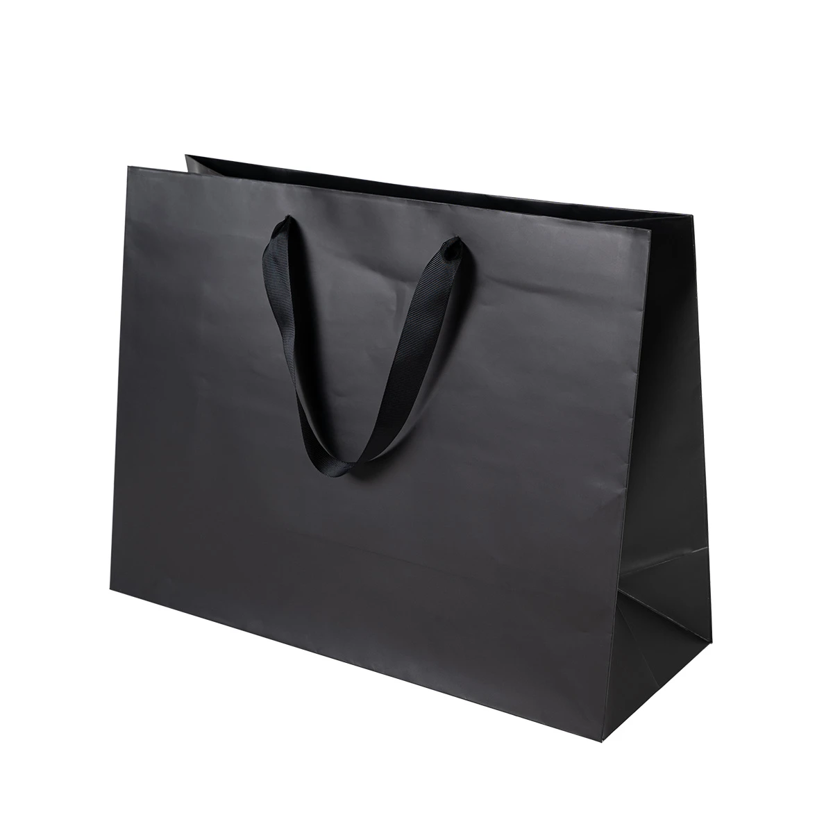 100 Bags - London Paper Shopping Bags - 16" x 6" x 12" Matte Black