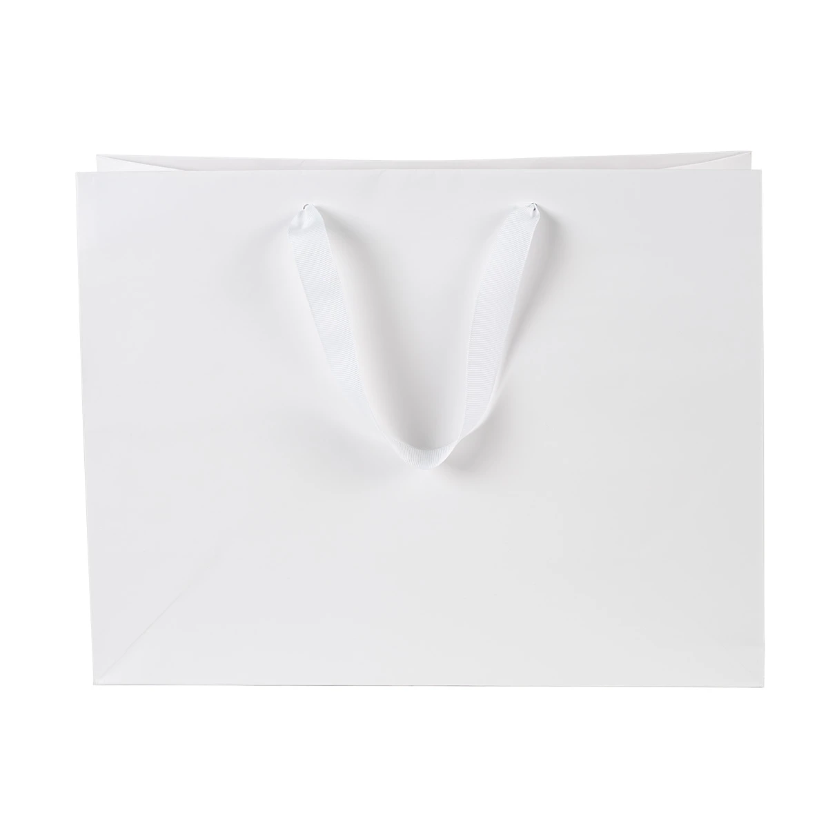 100 Bags - London Paper Shopping Bags - 16" x 6" x 12" Matte White