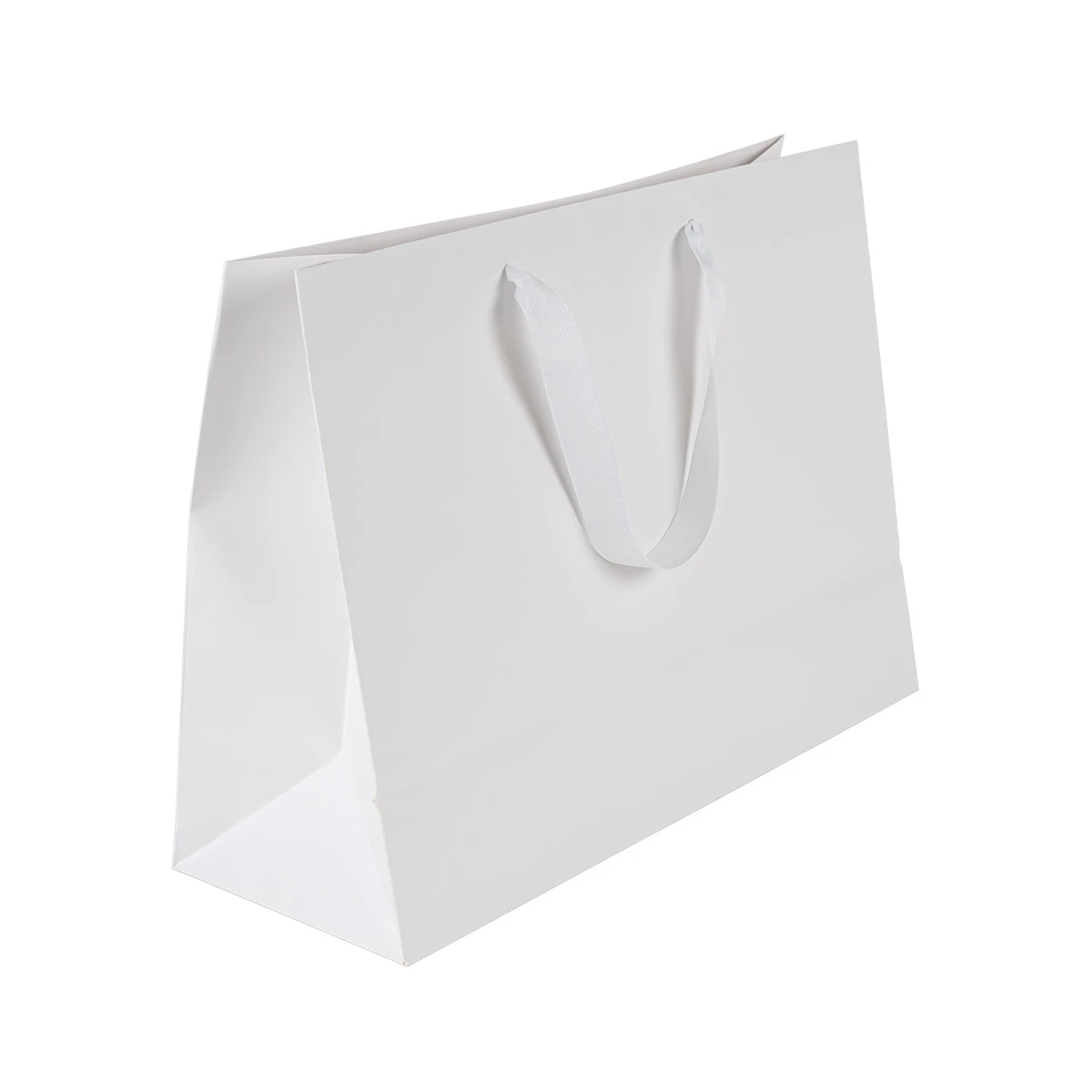 100 Bags - London Paper Shopping Bags - 16" x 6" x 12" Matte White