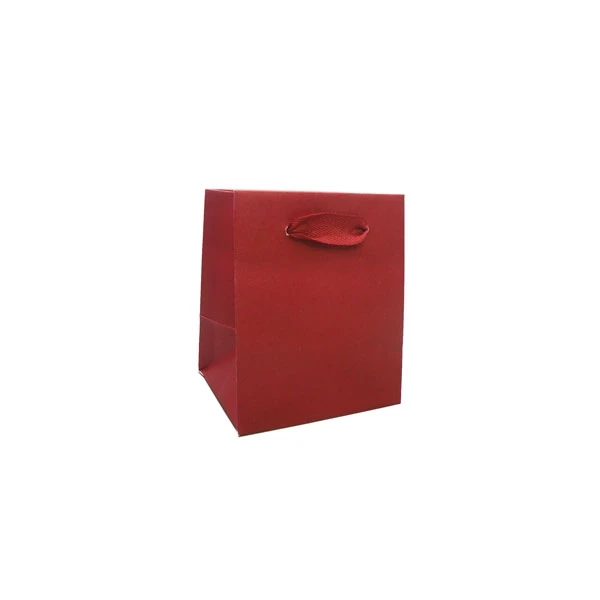 100 Bags - Red Eco Euro Paper Bags with Twill Handles 5 x 4 x 6
