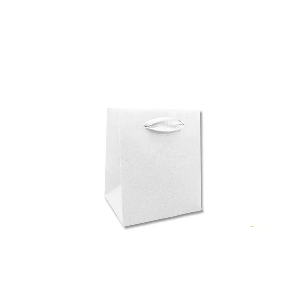 100 Bags - White Eco Euro Paper Bags with Twill Handles 5 x 4 x 6