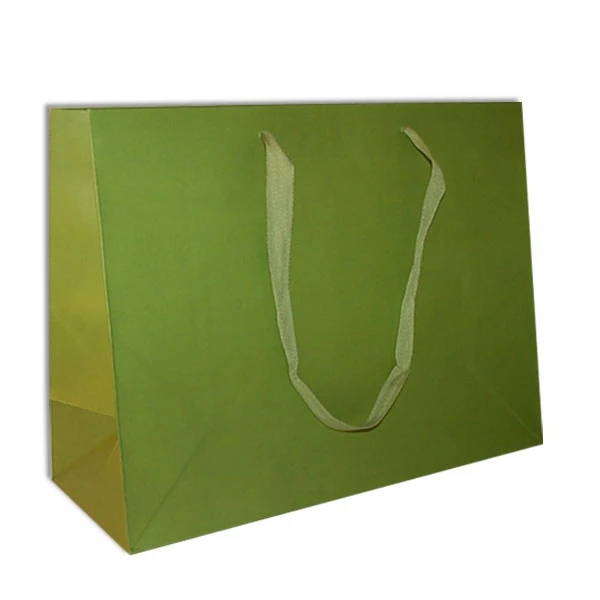 50 Bags - Greenwich Green Eco Euro Paper Bags with Twill Handles 16 x 6 x 12