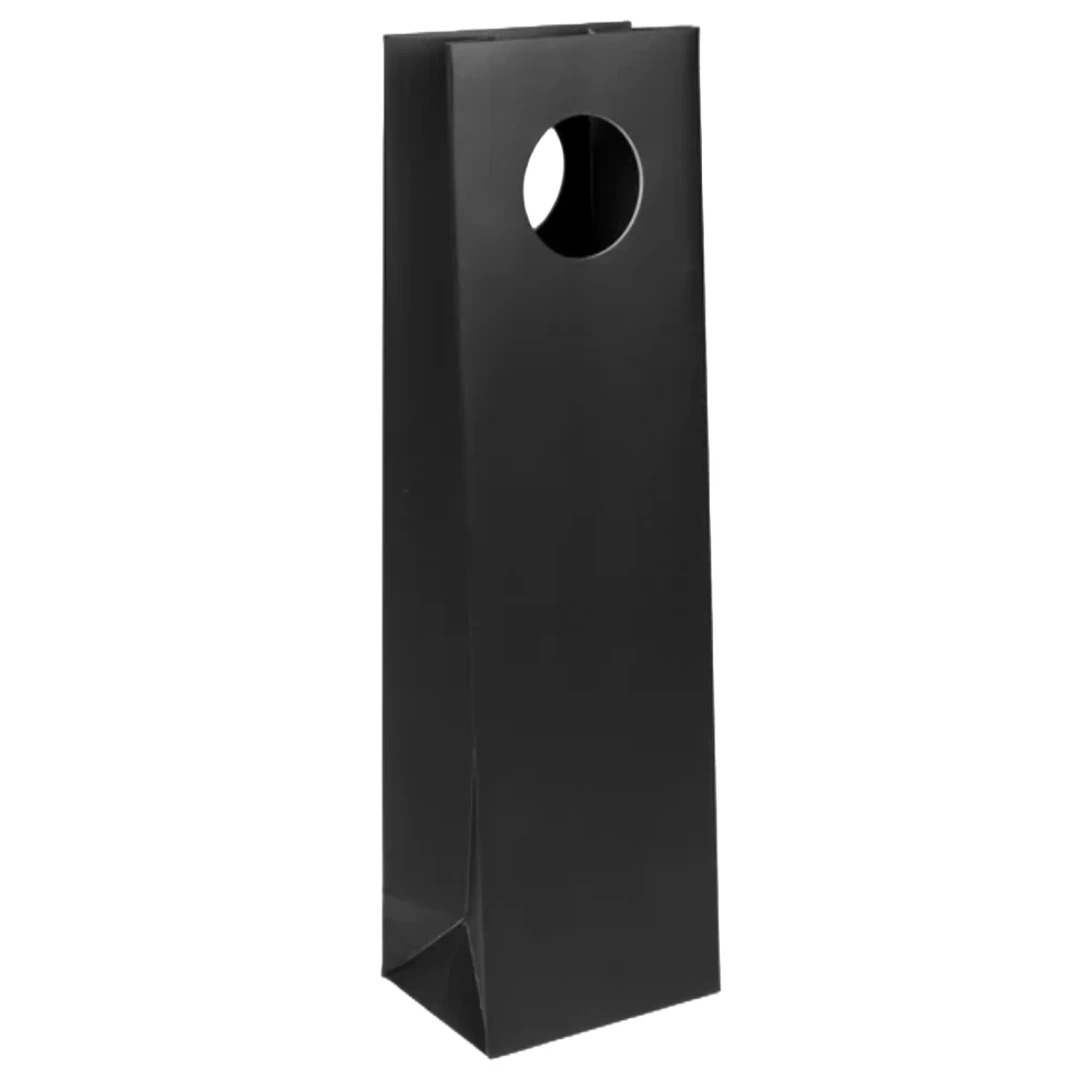 100 Bags - Mod Billboard Wine Bags - Black 4-1/2" x 3-3/8" x 15-1/2"