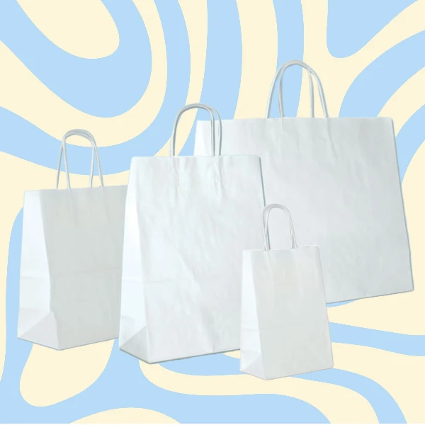 White Kraft Paper Bags - 16" x 6" x 13" - 250 Bags/Case