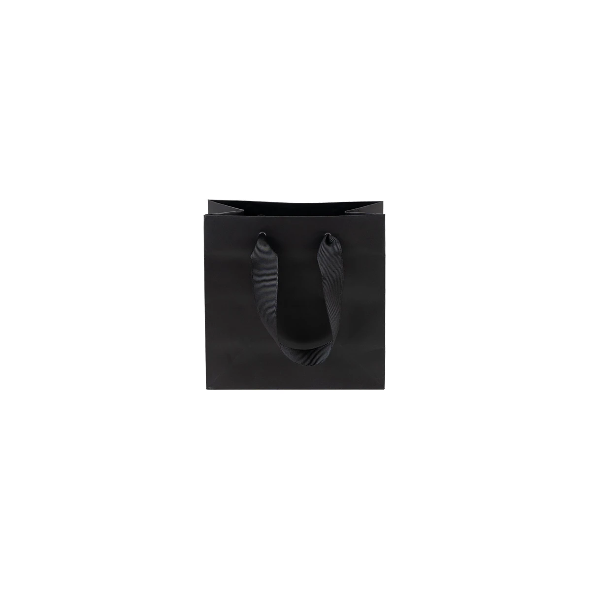 100 Bags - London Paper Shopping Bags - 6" x 3" x 6" Matte Black