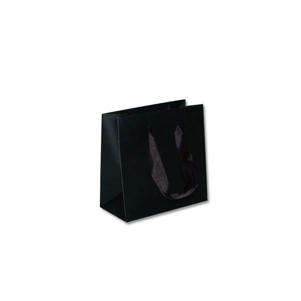 100 Bags - London Paper Shopping Bags - 6" x 3" x 6" Matte Black