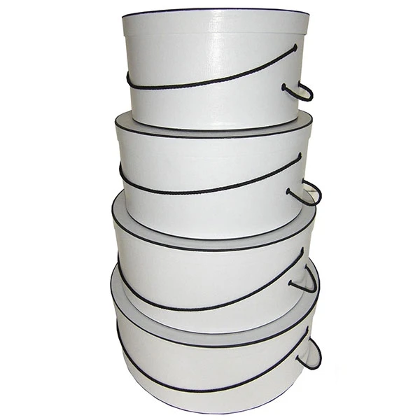 Rigid Hat Box Sets - White Crocodile