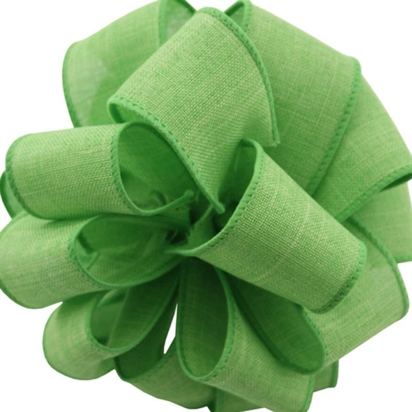 CLEARANCE-Berwick Wired Lime Linen Ribbon 1-1/2" x 50 Yards