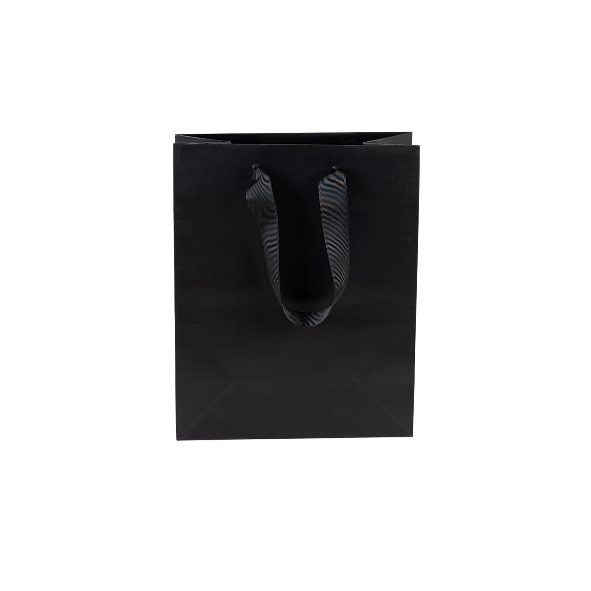 100 Bags - London Paper Shopping Bags - 8" x 4" x 10" Matte Black
