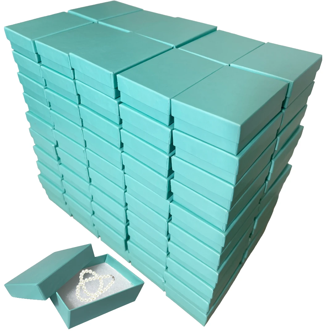 100 Boxes - Matte Embossed Brown Jewelry Boxes