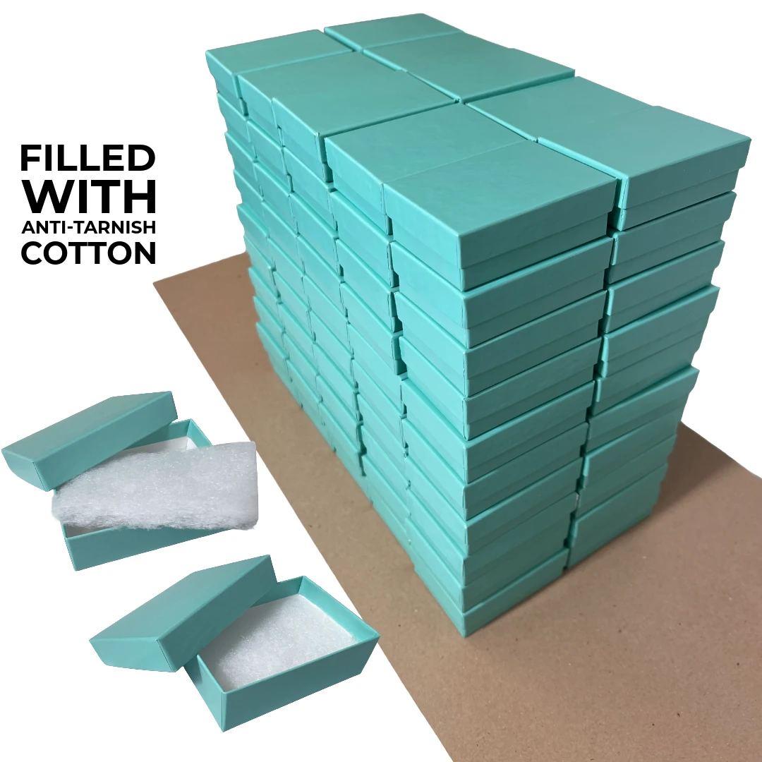 100 Boxes - Matte Embossed Brown Jewelry Boxes