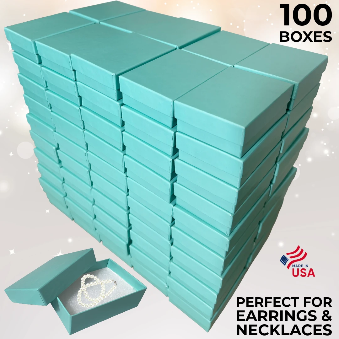 100 Boxes - Matte Embossed Brown Jewelry Boxes