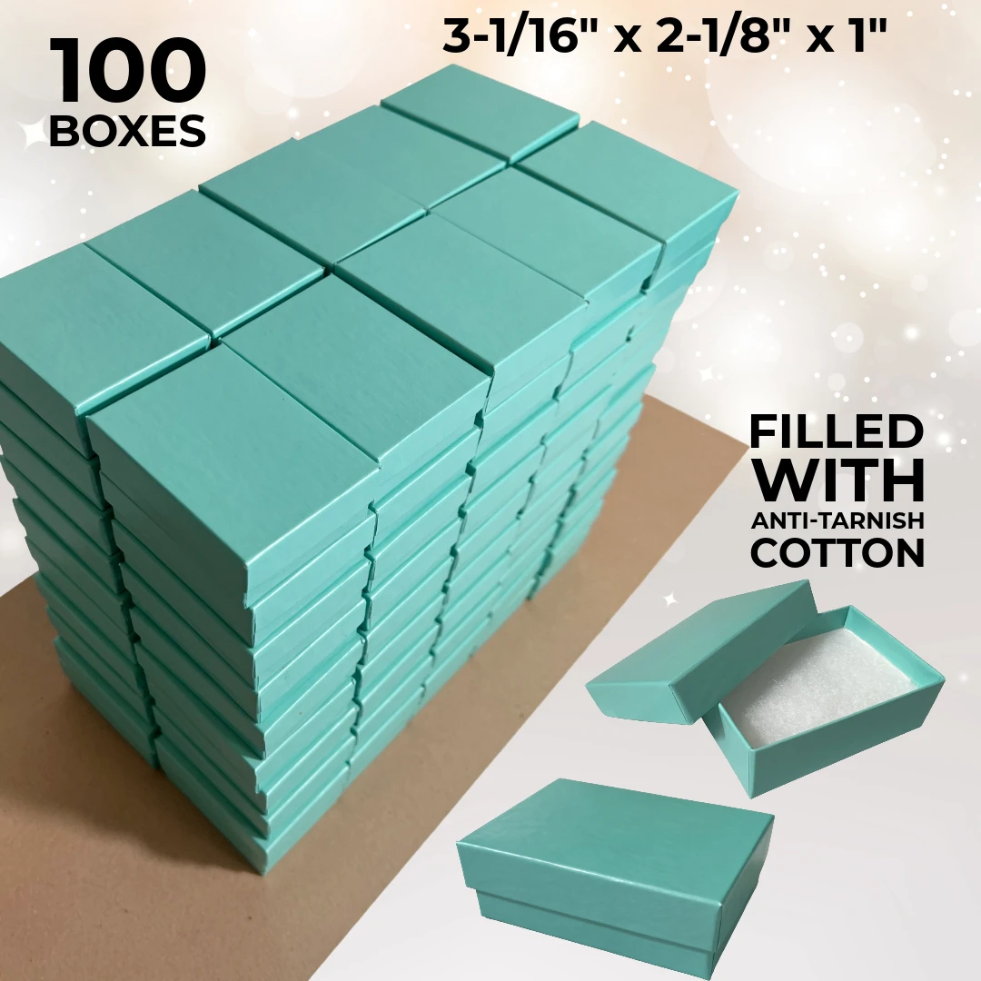 100 Boxes - Matte Embossed Brown Jewelry Boxes