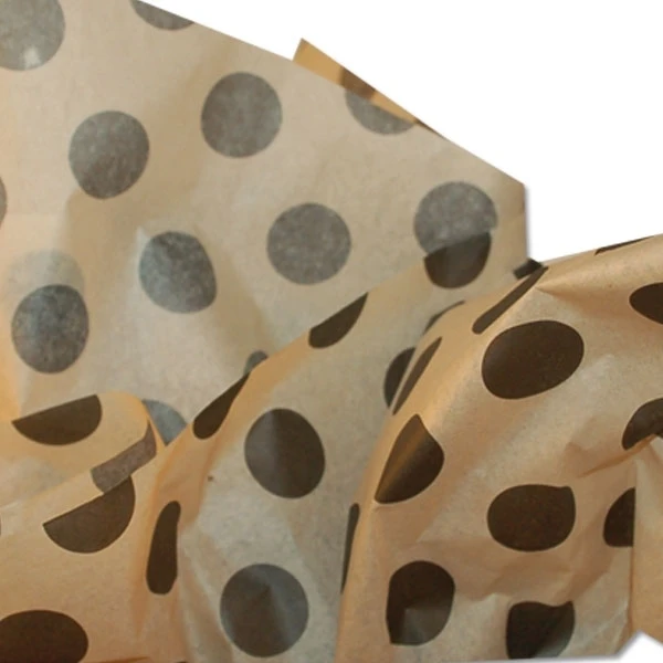 Black Dots on Kraft Pattern Tissue Paper - 20" x 30" Sheets - 240 / Pack