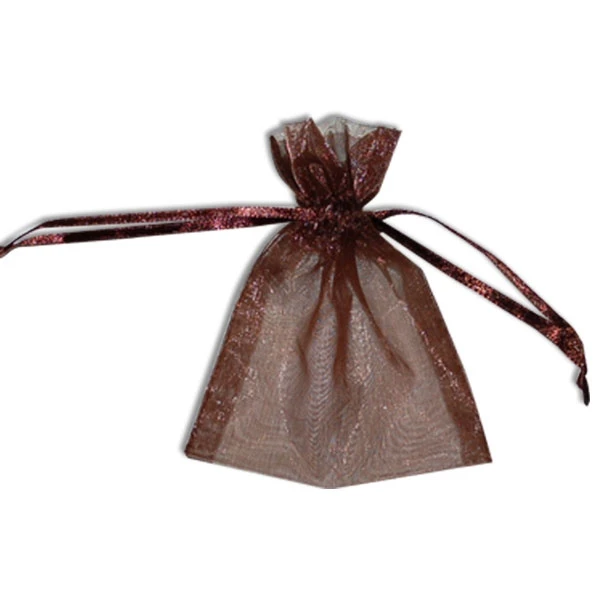 Organza Bags with Satin Ties - Brown - Available in 4 Sizes 12 Bags/Pack