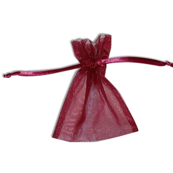 Organza Bags with Satin Ties - Burgundy - Available in 4 Sizes 12 Bags/Pack