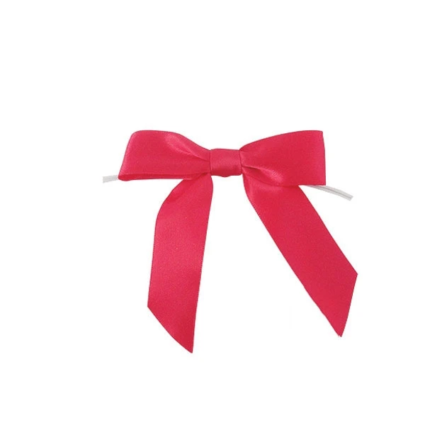7/8" Ribbon - Pre-Tied Satin Twist Tie Bows - Red - 50/Pack