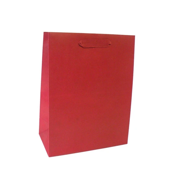 100 Bags - Red Eco Euro Paper Bags with Twill Handles 10 x 5 x 13