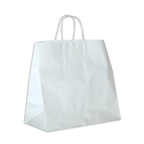 White Kraft Paper Bags - 12" x 7" x 12" - 250 Bags/Case