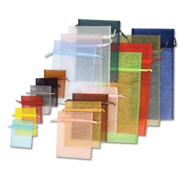 Organza Bags with Satin Ties - Ivory - Available in 4 Sizes 12 Bags/Pack