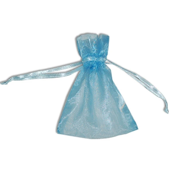 Organza Bags with Satin Ties - Light Blue - Available in 4 Sizes 12 Bags/Pack