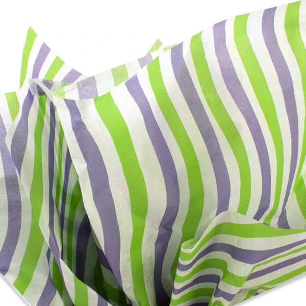 240 Sheets - Cool Waves Lavender & Lime Pattern Tissue Paper - 20" x 30" Sheets
