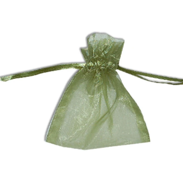 Organza Bags with Satin Ties - Olive Green - Available in 4 Sizes 12 Bags/Pack