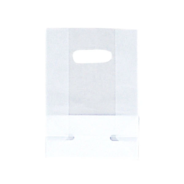 Super Small SOS with Frosted Clear Bags with Cardboard bottoms - Die-Cut Handles - 7" x 10" x 3" - 500 Bags/Case
