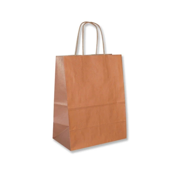 Metallic Copper Paper Shopping Bags: 8" x 5" x 10" - 250 Bags