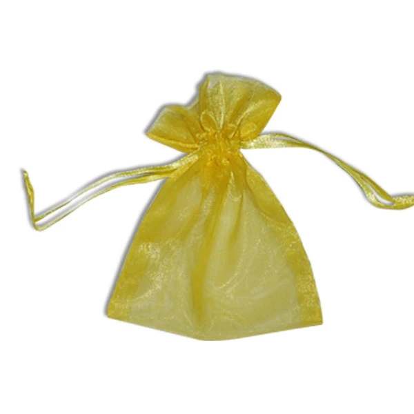Organza Bags with Satin Ties - Yellow - Available in 4 Sizes 12 Bags/Pack