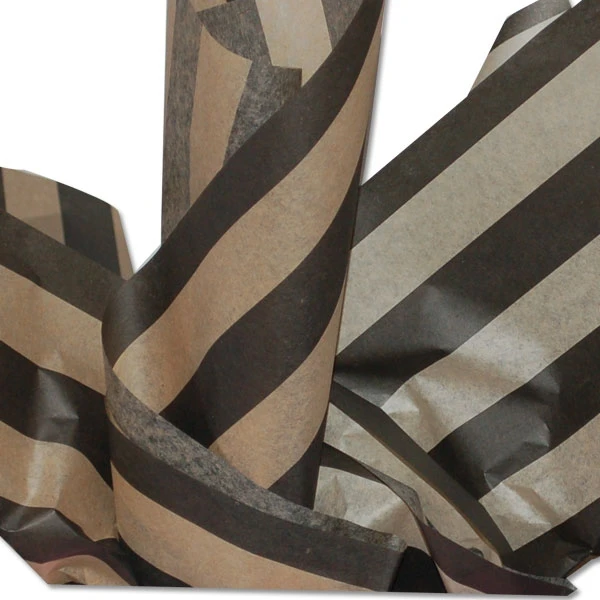 Wide Black Kraft Stripes Pattern Tissue Paper - 20" x 30" Sheets - 240 / Pack