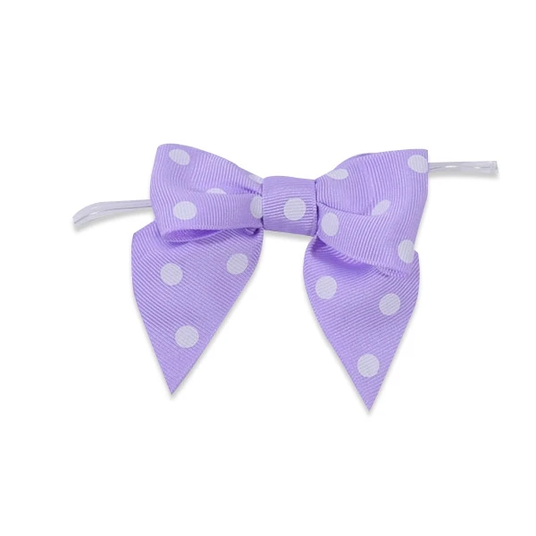 1-1/2" Ribbon - Pre-Tied Grosgrain Polka Dots Twist Tie Bows