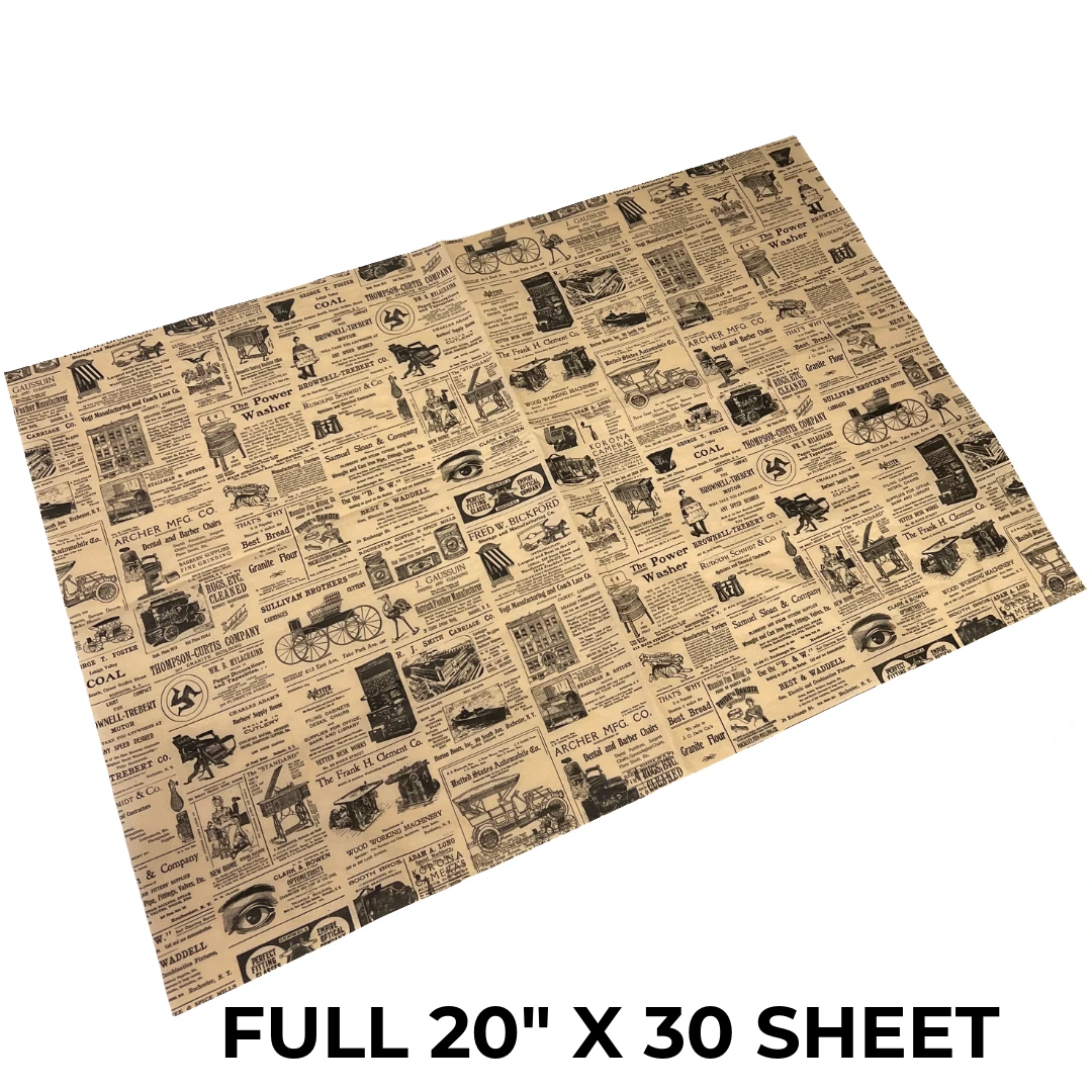 240 Sheets - Vintage Newspaper Pattern Tissue Paper - 20" x 30" Sheets