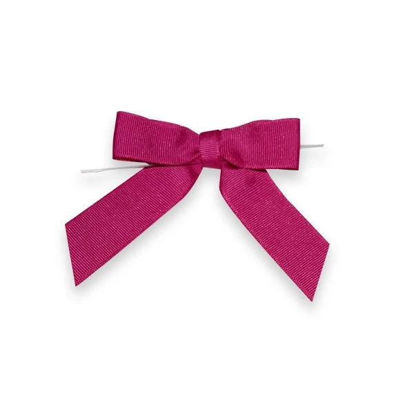 7/8" Ribbon - Pre-Tied Grosgrain Twist Tie Bows - Azalea - 50 Bows/Pack