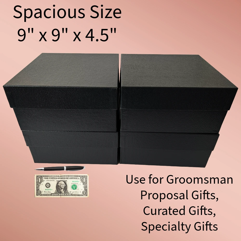 20 Boxes - Rigid Set-Up Boxes - 9" x 9" x 4-1/2" Onyx Black Embossed
