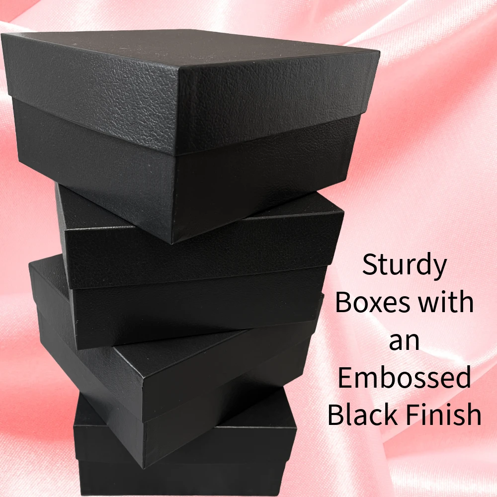 20 Boxes - Rigid Set-Up Boxes - 9" x 9" x 4-1/2" Onyx Black Embossed