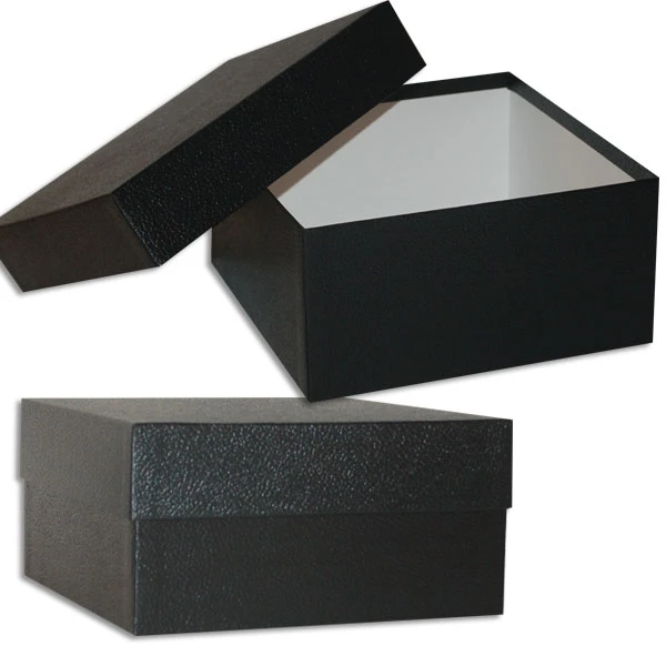 20 Boxes - Rigid Set-Up Boxes - 9" x 9" x 4-1/2" Onyx Black Embossed