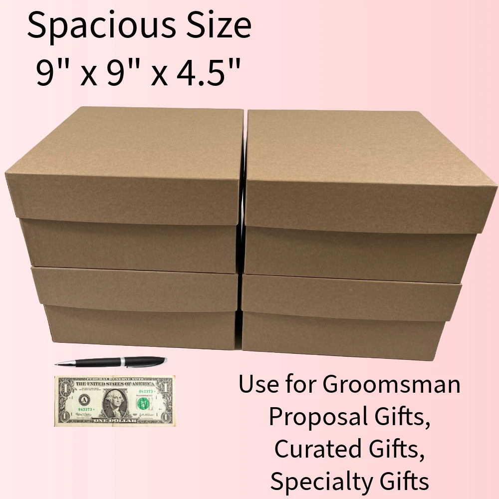 20 Boxes - Rigid Set-Up Boxes - 9" x 9" x 4-1/2" Natural Kraft