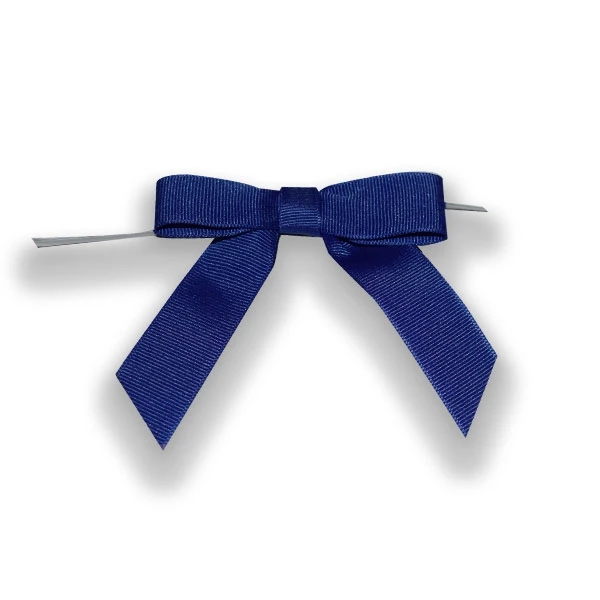 7/8" Ribbon - Pre-Tied Grosgrain Twist Tie Bows - Royal Blue - 50 Bows/Pack