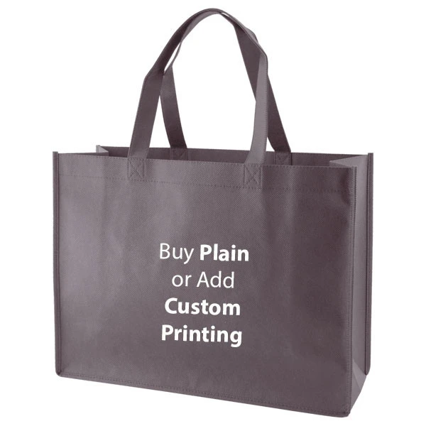 Charcoal Non-Woven Tote Bags - 16" x 6" x 12" with 18" Handle - 100 Bags/Case