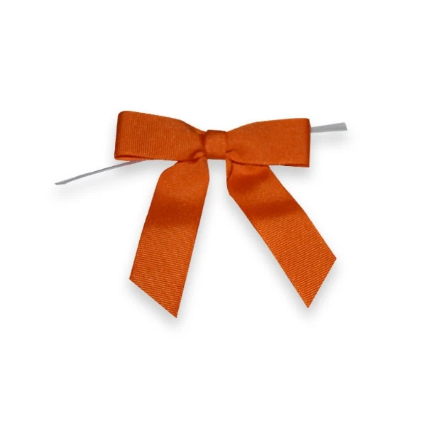 7/8" Ribbon - Pre-Tied Grosgrain Twist Tie Bows - Torrid Orange - 50 Bows/Pack