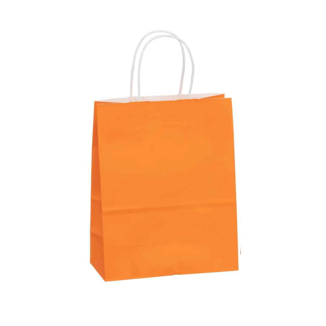 Bright Orange Paper Bags - 8" x 4" x 10" - 250 Bags