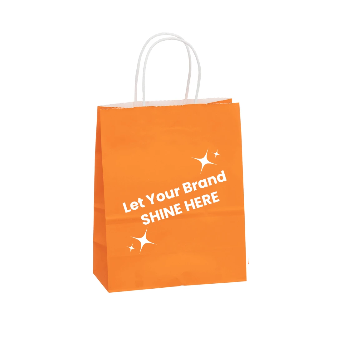 Bright Orange Paper Bags - 8" x 4" x 10" - 250 Bags